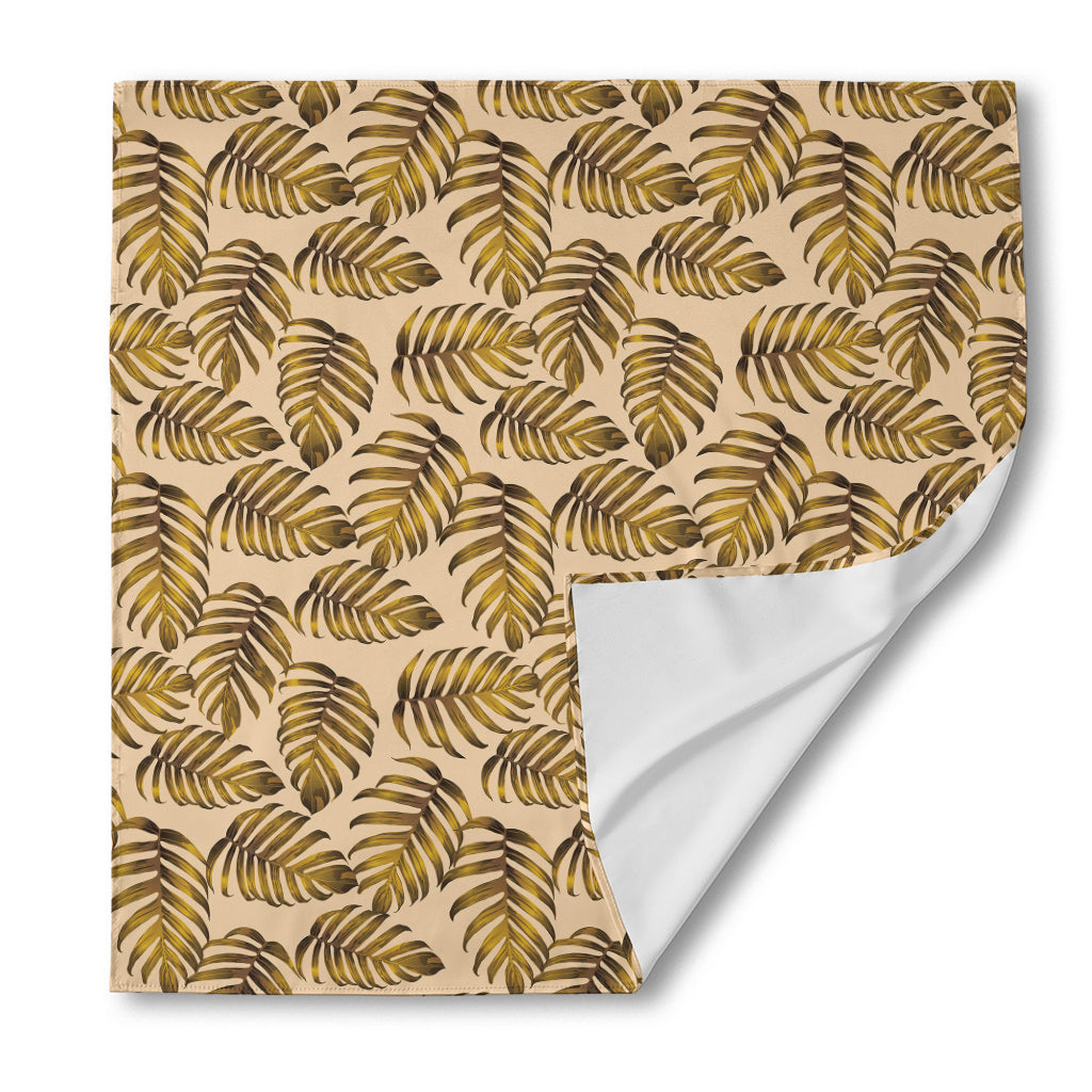 Yellow Monstera Leaves Pattern Print Silk Bandana