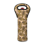 Yellow Monstera Leaves Pattern Print Single Neoprene Wine Tote