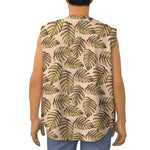 Yellow Monstera Leaves Pattern Print Sleeveless Baseball Jersey