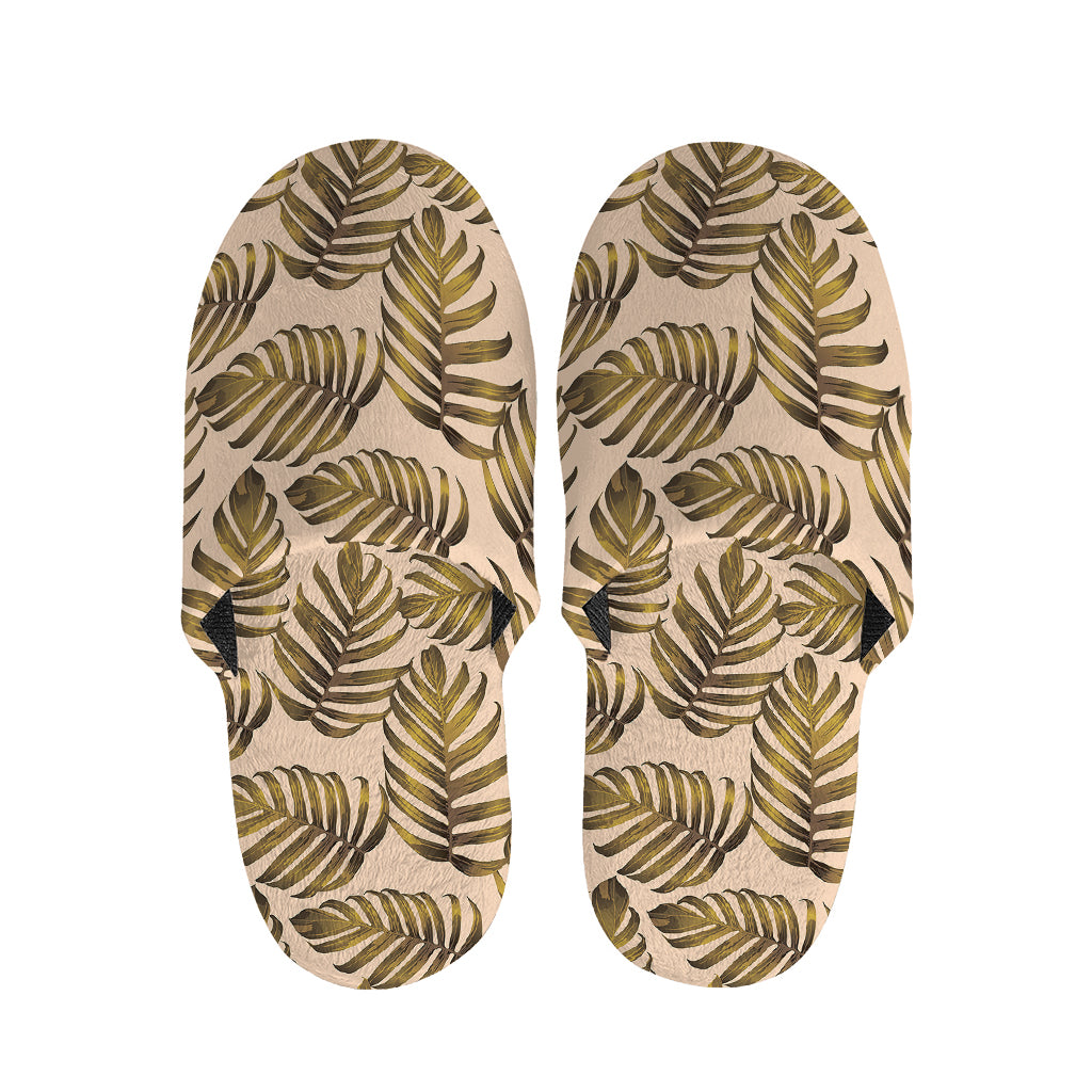 Yellow Monstera Leaves Pattern Print Slippers