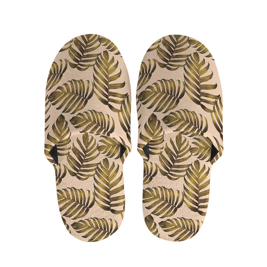 Yellow Monstera Leaves Pattern Print Slippers