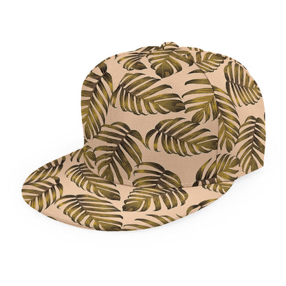 Yellow Monstera Leaves Pattern Print Snapback Cap