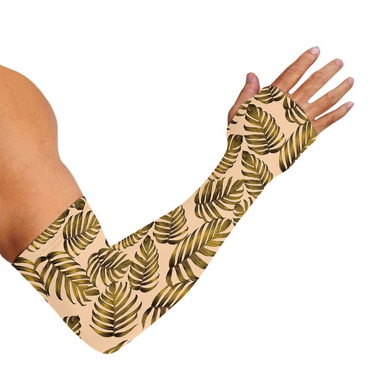 Yellow Monstera Leaves Pattern Print Sun Protection Arm Sleeves