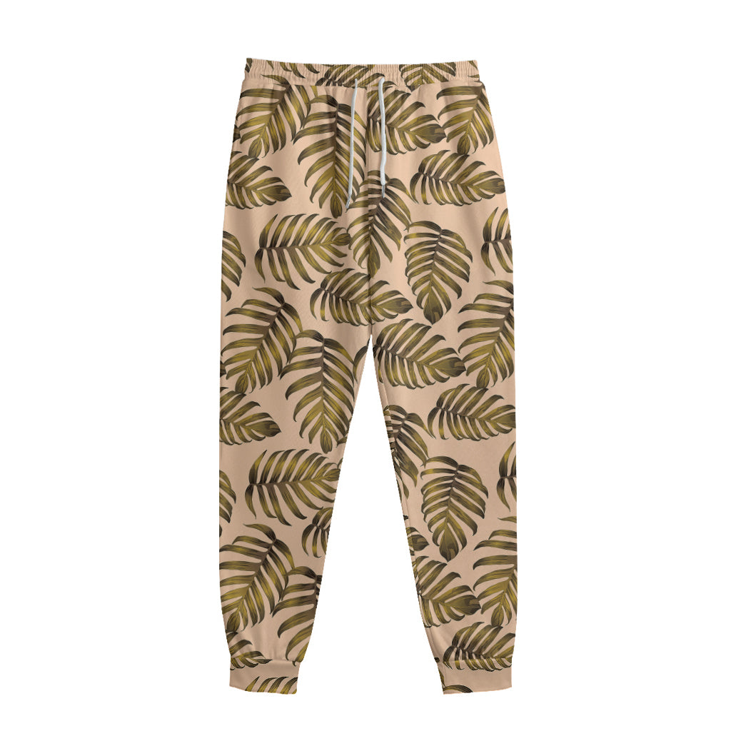 Yellow Monstera Leaves Pattern Print Sweatpants