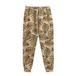 Yellow Monstera Leaves Pattern Print Sweatpants