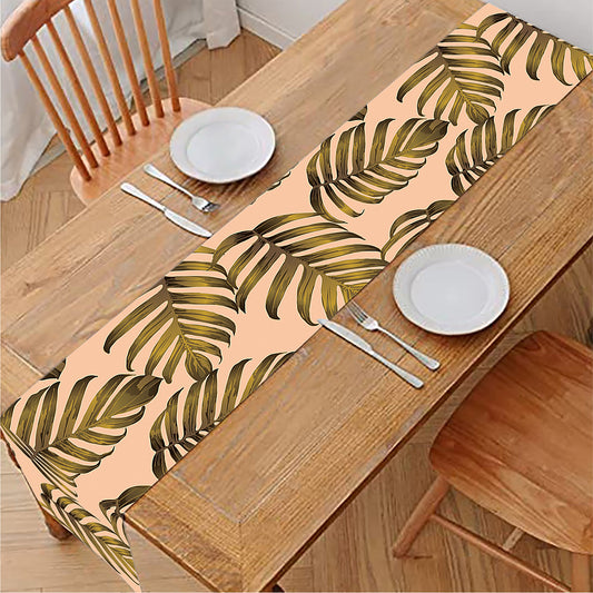 Yellow Monstera Leaves Pattern Print Table Runner