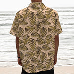 Yellow Monstera Leaves Pattern Print Textured Short Sleeve Shirt