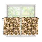 Yellow Monstera Leaves Pattern Print Tier Curtains