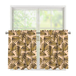 Yellow Monstera Leaves Pattern Print Tier Curtains