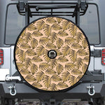 Yellow Monstera Leaves Pattern Print Tire Cover With Camera Hole