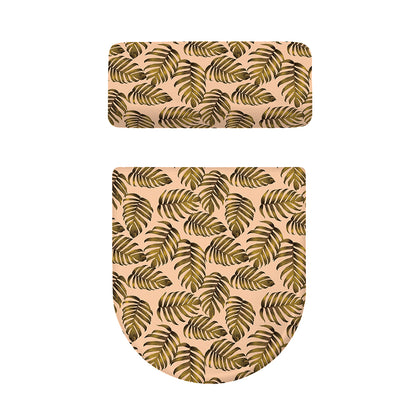 Yellow Monstera Leaves Pattern Print Toilet Lid And Tank Cover Set