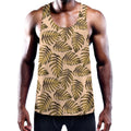 Yellow Monstera Leaves Pattern Print Men's Workout Tank Top