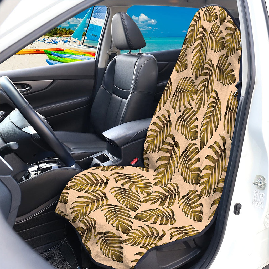 Yellow Monstera Leaves Pattern Print Waterproof Car Seat Cover