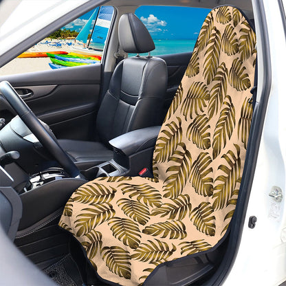 Yellow Monstera Leaves Pattern Print Waterproof Car Seat Cover