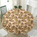 Yellow Monstera Leaves Pattern Print Waterproof Round Tablecloth