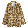 Yellow Monstera Leaves Pattern Print Women's Blazer