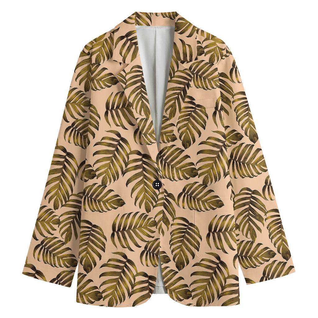 Yellow Monstera Leaves Pattern Print Women's Blazer