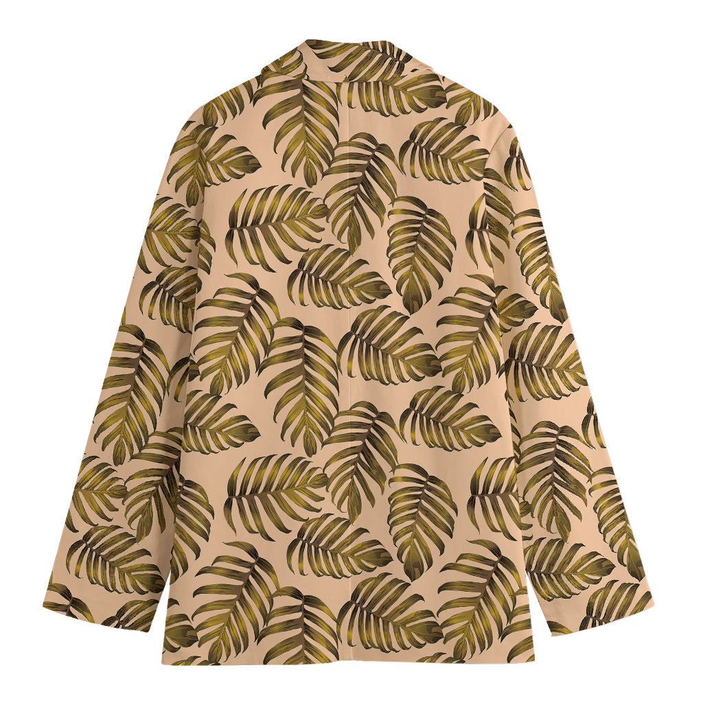 Yellow Monstera Leaves Pattern Print Women's Blazer