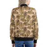 Yellow Monstera Leaves Pattern Print Women's Bomber Jacket