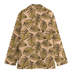 Yellow Monstera Leaves Pattern Print Women's Cotton Blazer