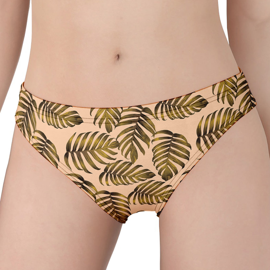 Yellow Monstera Leaves Pattern Print Women's Panties