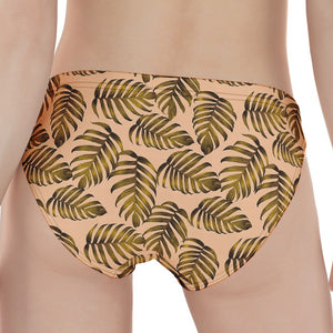 Yellow Monstera Leaves Pattern Print Women's Panties