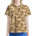 Yellow Monstera Leaves Pattern Print Women's Polo Shirt