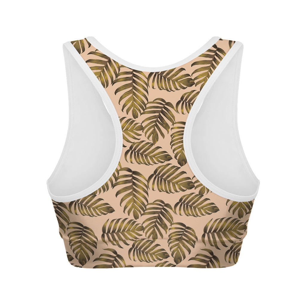 Yellow Monstera Leaves Pattern Print Women's Sports Bra