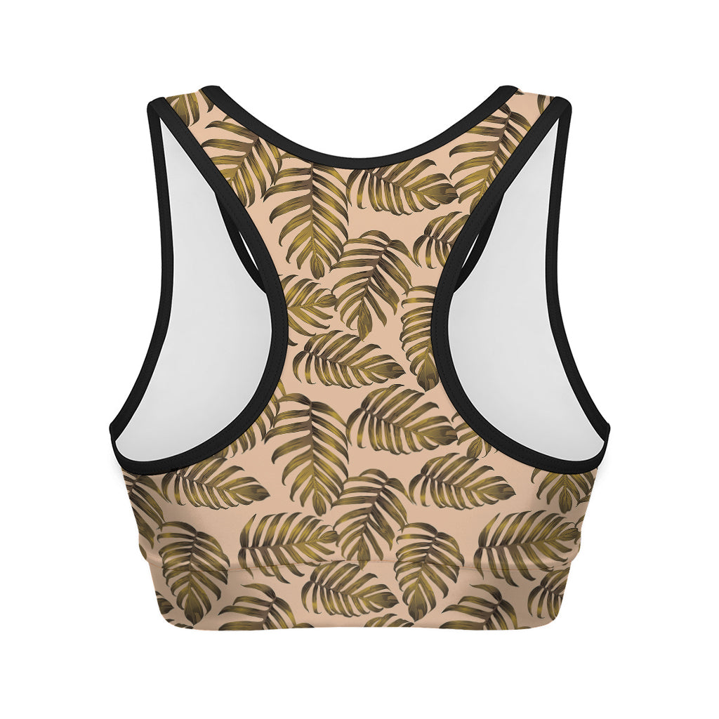 Yellow Monstera Leaves Pattern Print Women's Sports Bra