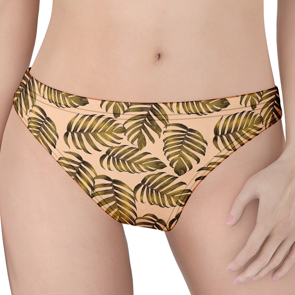 Yellow Monstera Leaves Pattern Print Women's Thong