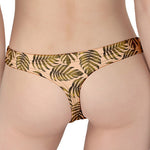 Yellow Monstera Leaves Pattern Print Women's Thong