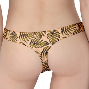 Yellow Monstera Leaves Pattern Print Women's Thong