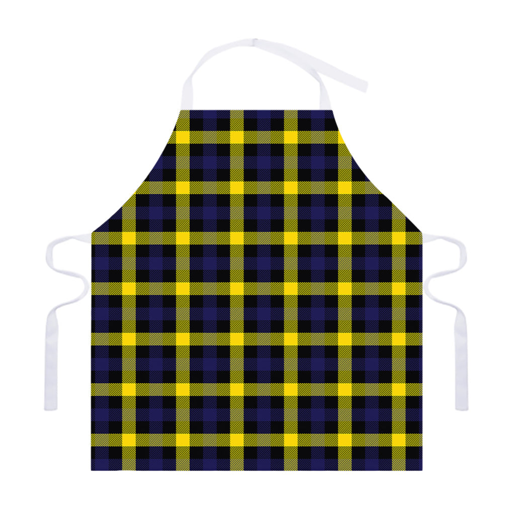 Yellow Navy And Black Plaid Print Adjustable Apron