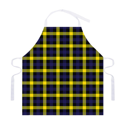 Yellow Navy And Black Plaid Print Adjustable Apron