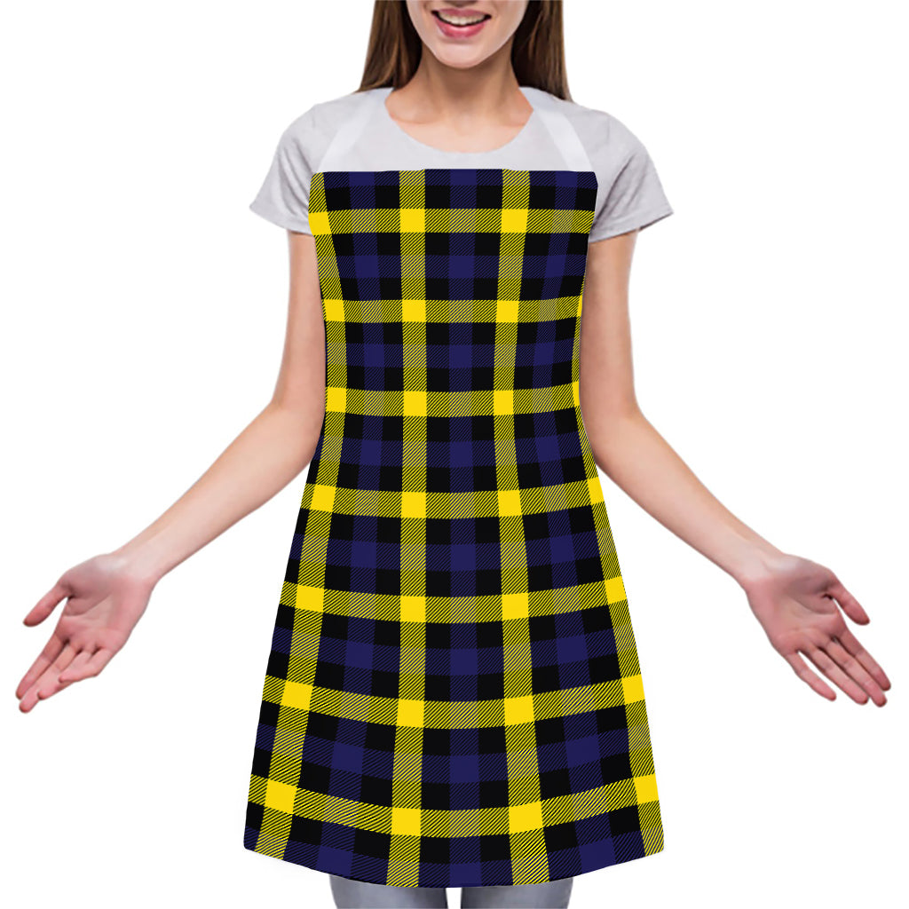 Yellow Navy And Black Plaid Print Adjustable Apron