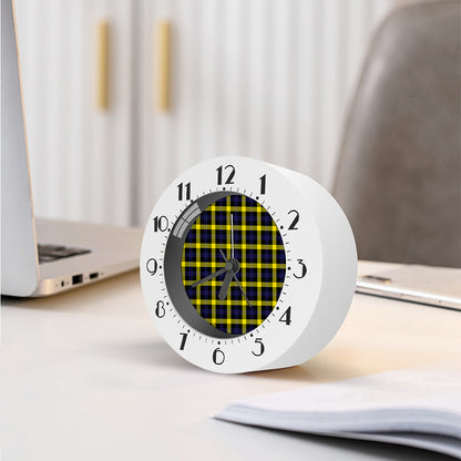 Yellow Navy And Black Plaid Print Alarm Clock