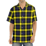 Yellow Navy And Black Plaid Print Aloha Shirt