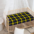 Yellow Navy And Black Plaid Print Baby Crib Sheet