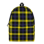 Yellow Navy And Black Plaid Print Backpack