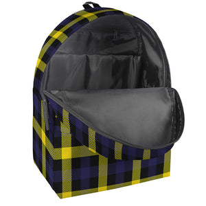 Yellow Navy And Black Plaid Print Backpack