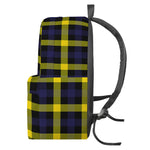 Yellow Navy And Black Plaid Print Backpack