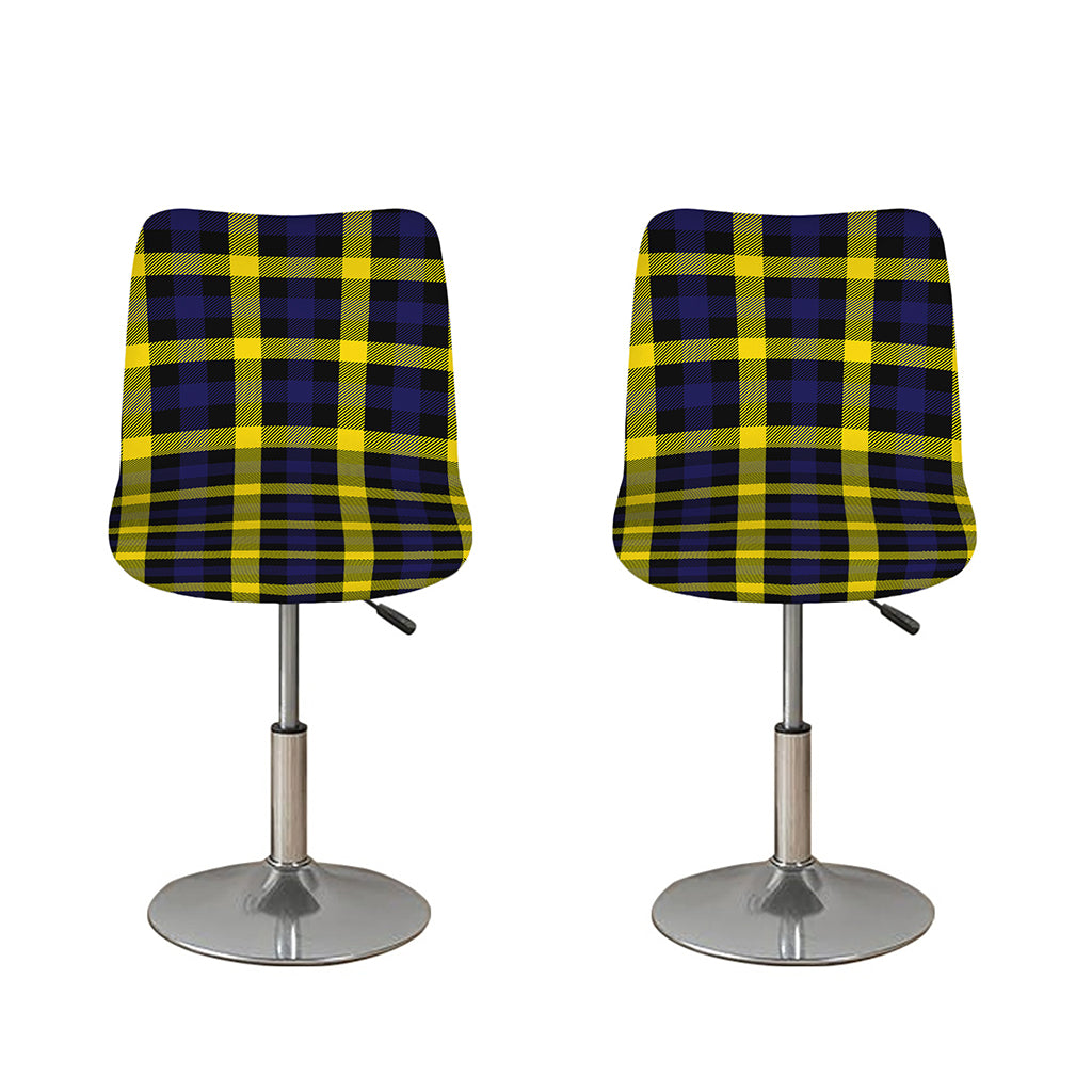 Yellow Navy And Black Plaid Print Bar Stool Covers