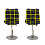 Yellow Navy And Black Plaid Print Bar Stool Covers