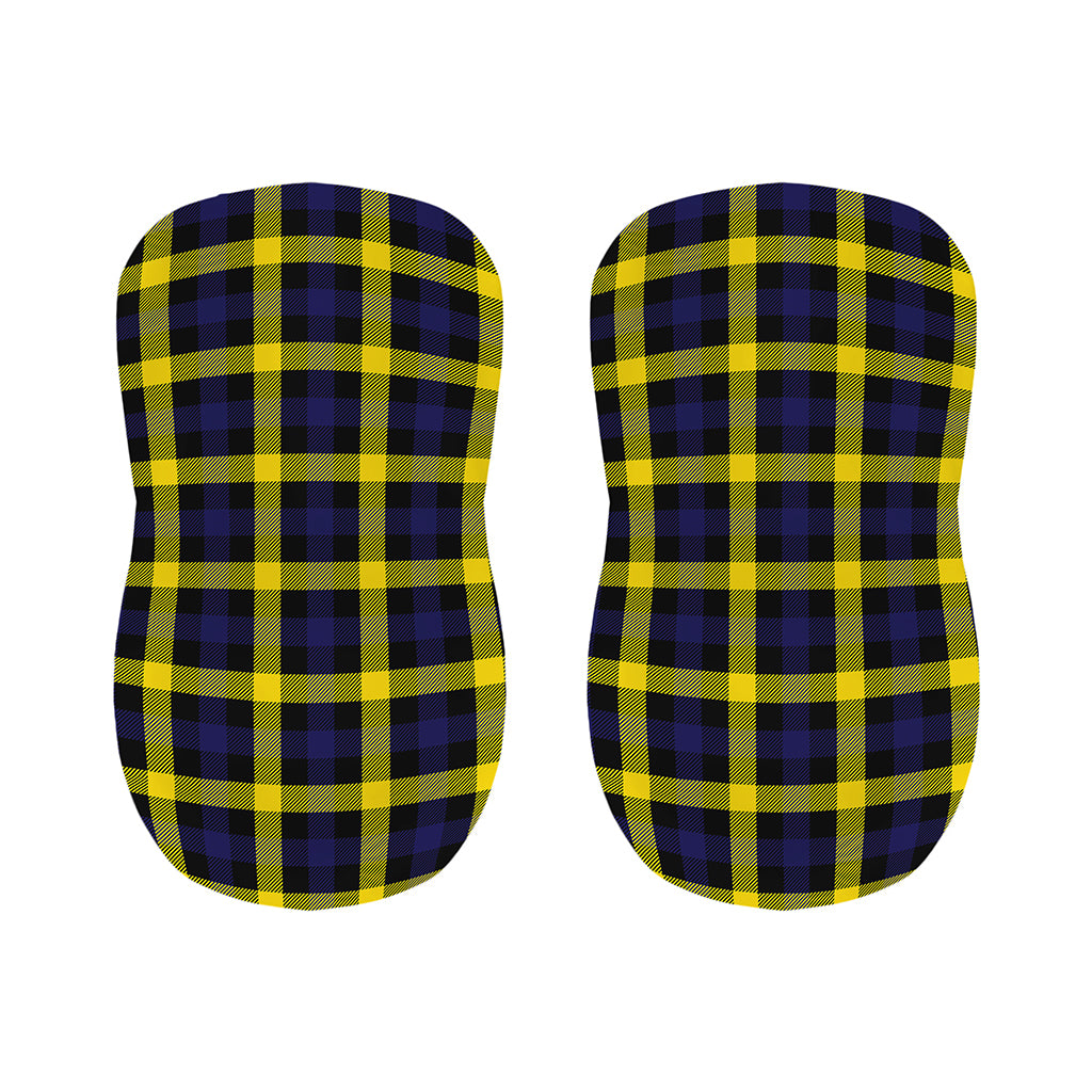Yellow Navy And Black Plaid Print Bar Stool Covers