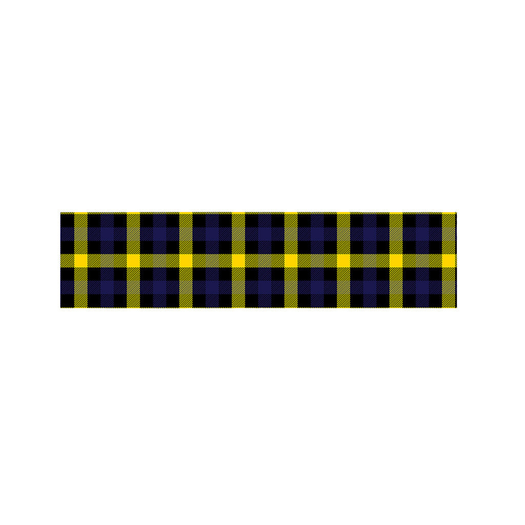 Yellow Navy And Black Plaid Print Bed Runner