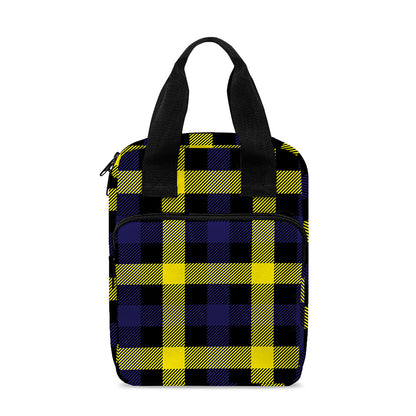 Yellow Navy And Black Plaid Print Bible Tote Bag