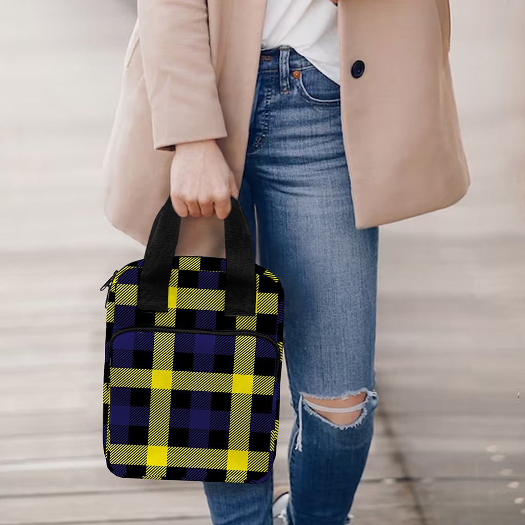 Yellow Navy And Black Plaid Print Bible Tote Bag