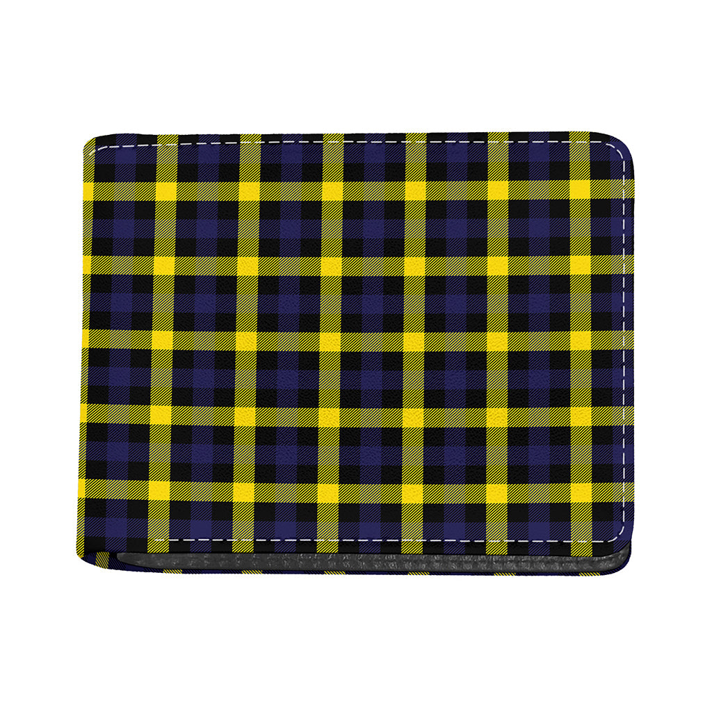 Yellow Navy And Black Plaid Print Bifold Wallet
