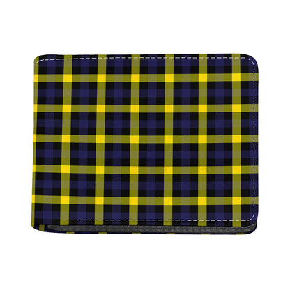 Yellow Navy And Black Plaid Print Bifold Wallet