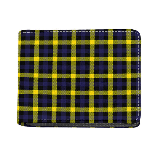 Yellow Navy And Black Plaid Print Bifold Wallet